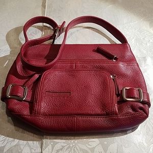 Stone mountain red leather handbag